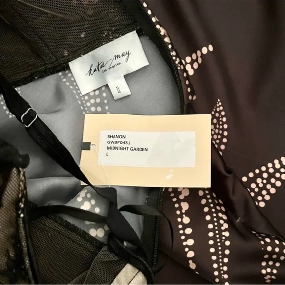 KATIE May Shannon Lace Bustier Tie Wrap Maxi Dress Gown Semi Sheer Size Large - Picture 10 of 15